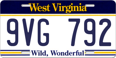 WV license plate 9VG792