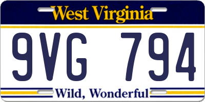 WV license plate 9VG794