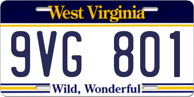 WV license plate 9VG801