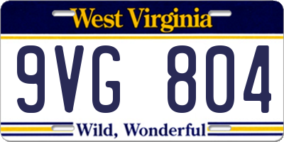 WV license plate 9VG804