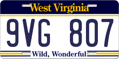 WV license plate 9VG807