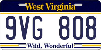 WV license plate 9VG808