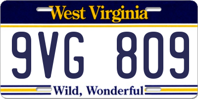 WV license plate 9VG809