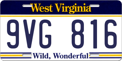 WV license plate 9VG816