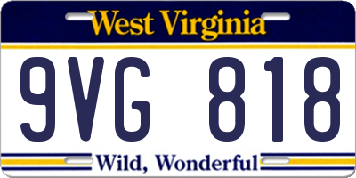 WV license plate 9VG818