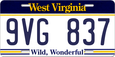 WV license plate 9VG837