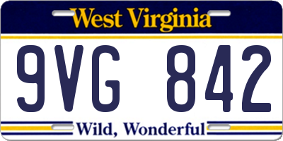 WV license plate 9VG842