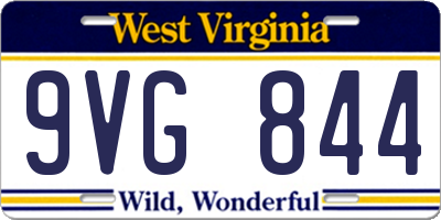 WV license plate 9VG844