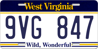 WV license plate 9VG847