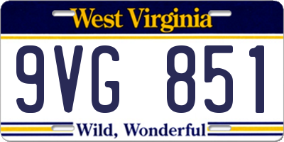WV license plate 9VG851