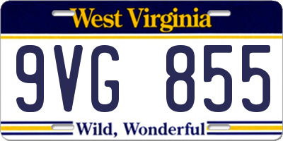 WV license plate 9VG855