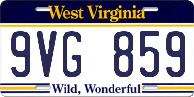 WV license plate 9VG859