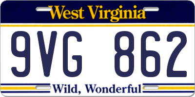 WV license plate 9VG862