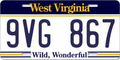 WV license plate 9VG867