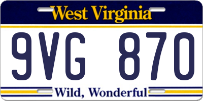 WV license plate 9VG870