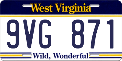 WV license plate 9VG871