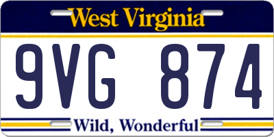 WV license plate 9VG874