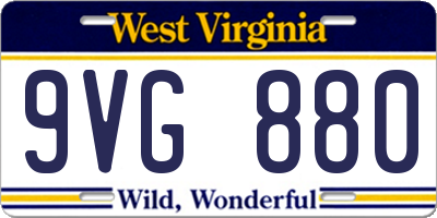 WV license plate 9VG880