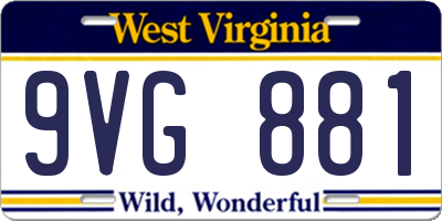 WV license plate 9VG881