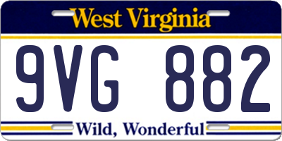 WV license plate 9VG882