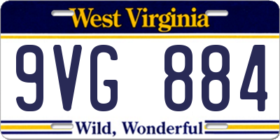 WV license plate 9VG884