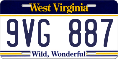 WV license plate 9VG887