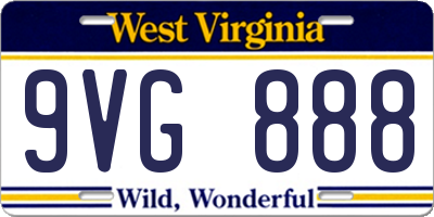 WV license plate 9VG888
