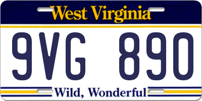 WV license plate 9VG890