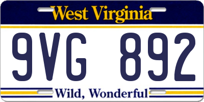 WV license plate 9VG892