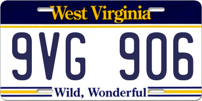 WV license plate 9VG906