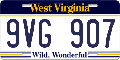 WV license plate 9VG907
