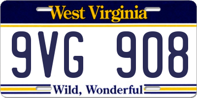 WV license plate 9VG908