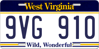 WV license plate 9VG910