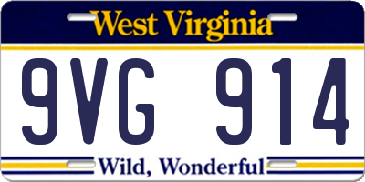 WV license plate 9VG914