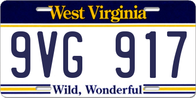 WV license plate 9VG917