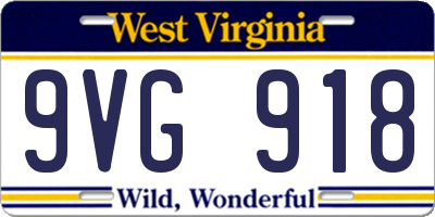 WV license plate 9VG918