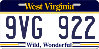 WV license plate 9VG922
