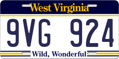 WV license plate 9VG924