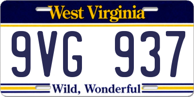 WV license plate 9VG937