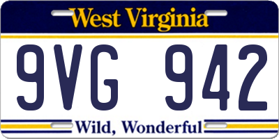 WV license plate 9VG942