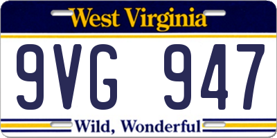 WV license plate 9VG947