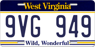 WV license plate 9VG949