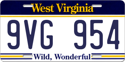 WV license plate 9VG954