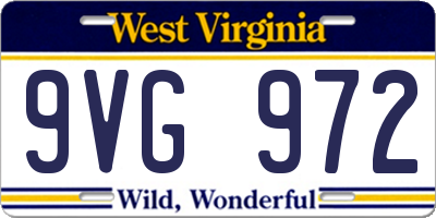WV license plate 9VG972