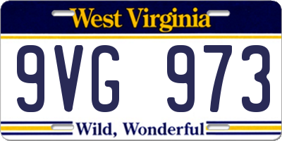 WV license plate 9VG973