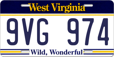 WV license plate 9VG974
