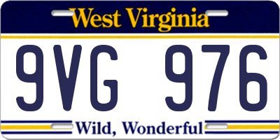 WV license plate 9VG976