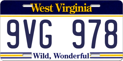 WV license plate 9VG978