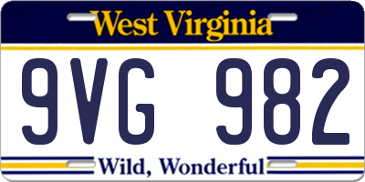 WV license plate 9VG982