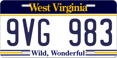 WV license plate 9VG983